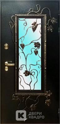 Входная дверь со стеклом и ковкой СТМ-004