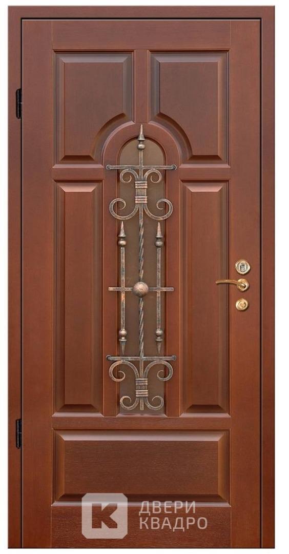 Дверь с кованой решеткой в коттедж ДКМ-020