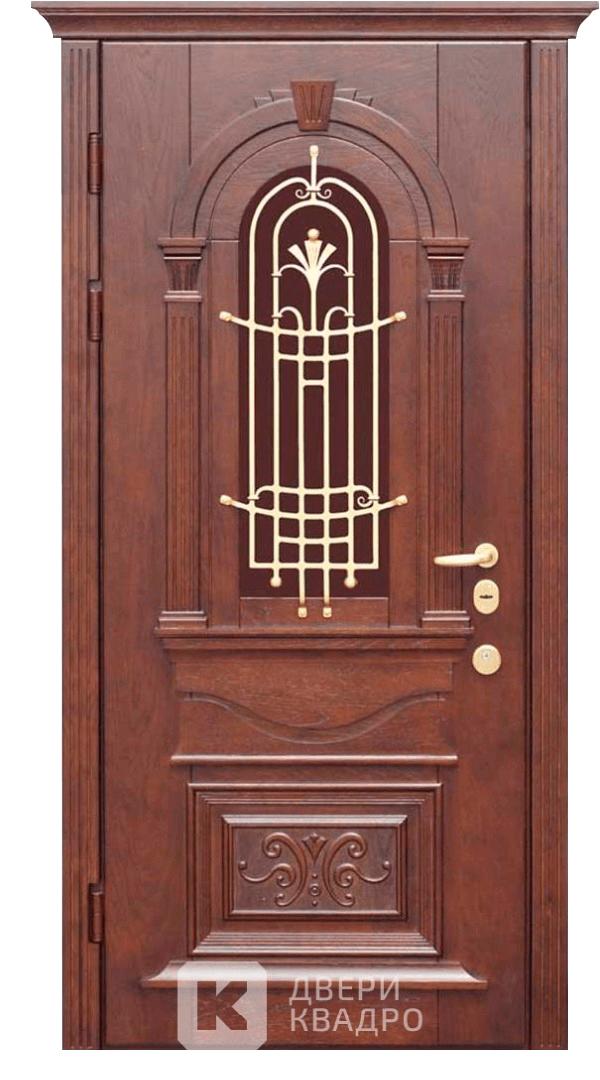 Входная дверь с кованой решеткой ДКМ-025