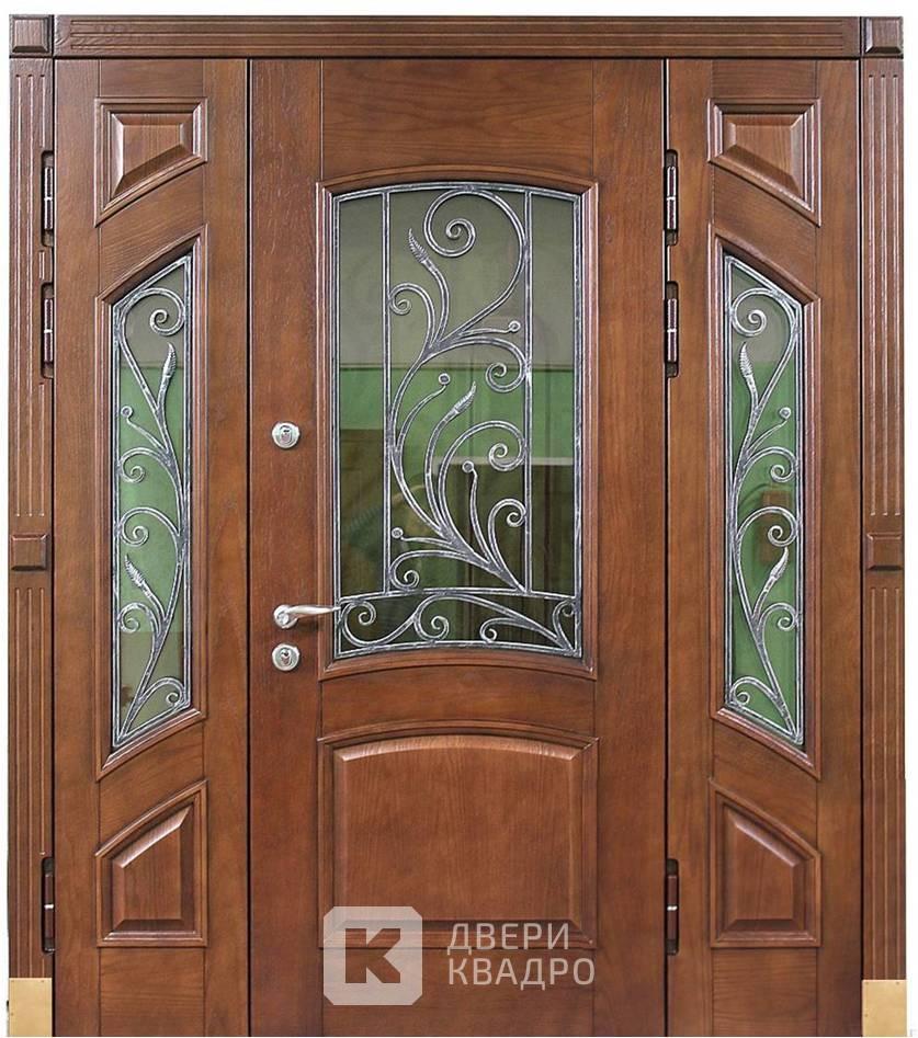 Металлическая полуторная дверь с ковкой ДКМ-027